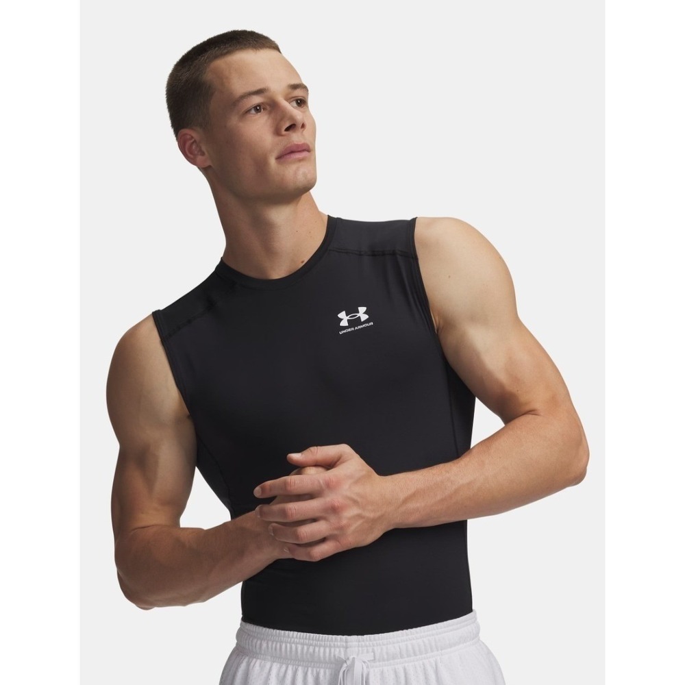 NWT Under Armour Mens M HeatGear Sleeveless Compression Shirt Black Tank Top - Picture 3 of 3